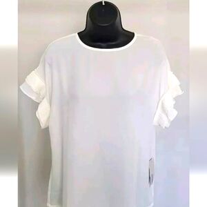 WOMENS Worthington SHORT SLEEVE IVORY BLOUSE SIZE M New With Tags